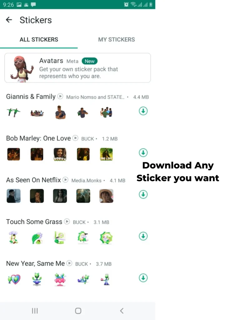 Pre-made sticker in fm whatsapp step 2